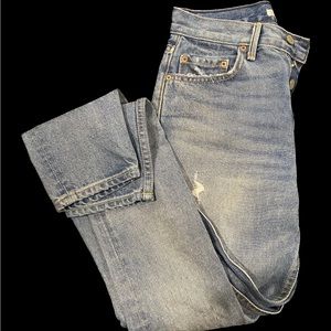 GRLFRND Karolina Jeans, Medium Light wash, straight leg, high rise, size: 25